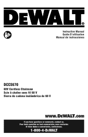 Dewalt DCCS670X1 Instruction Manual