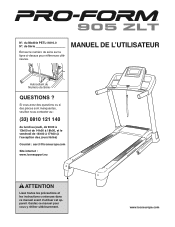 ProForm 905 Zlt Treadmill French Manual