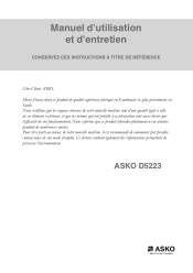 Asko D5223 User manual D5223 Use & Care Guide FR (French UCG 2+1 Warranty)