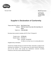 BenQ PD3205U FCC SDoC Supplier s Declaration of Conformity-T