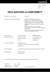 Garmin eTrex Vista H Declaration of Conformity