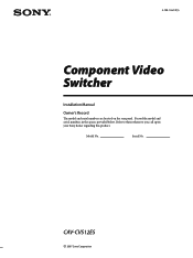 Sony CAV-CVS12ES Installation Manual