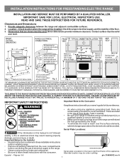Frigidaire DGEF3031KW Installation Instructions