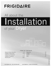 Frigidaire FAQG7077KW Installation Instructions