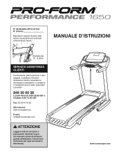 ProForm Performance 1650 Treadmill Italian Manual