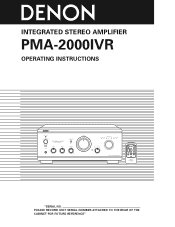 Denon PMA-2000IVR Owners Manual