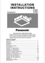 Panasonic FV-10VS1 Installation Instructions