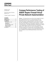 Compaq ProSignia 200 Compaq Performance Testing of AXENT Raptor Firewall Virtual Private Network Implementation