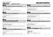 Marantz NR1501 NR1501 User Manual Addendum Sheet - Eng/Fre/Spa
