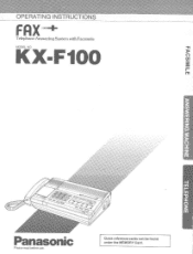 Panasonic KXF100 KXF100 User Guide