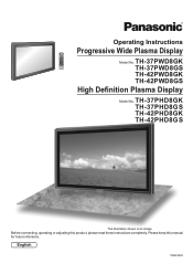 Panasonic TH42PWD8GKJ TH37PHD8GK User Guide