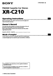 Sony XR-C210 Users Guide