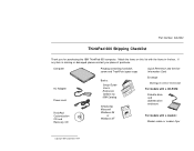 Lenovo ThinkPad 600 TP 600 Shipping Checklist that was provided with the system in the box. It provides a list of materials that was shipped with th