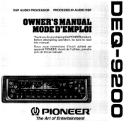 Pioneer DEQ 9200 Owners Manual