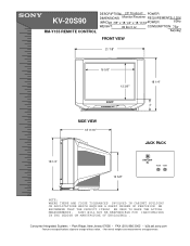 Sony KV-20S90 Dimensions Diagrams