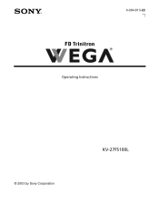Sony KV-27FS100L Primary User Manual