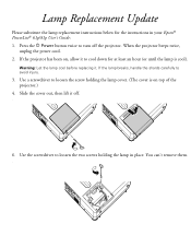 Epson V11H158020 Lamp Replacement Instructions