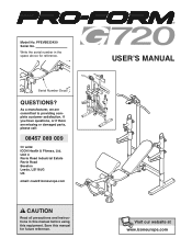 ProForm G720 Bench Uk Manual