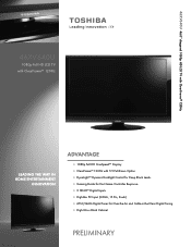 Toshiba 46XV640U Printable Spec Sheet
