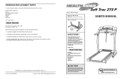 HealthRider 275p Treadmill Uk Manual