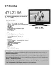 Toshiba 47LZ196 Printable Spec Sheet