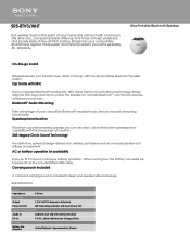 Sony SRS-BTV5 Marketing Specifications (White model)