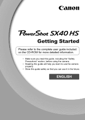 Canon PowerShot SX40 HS PowerShot SX40 HS Getting Started