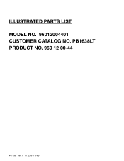 Poulan PB1638LT Parts List
