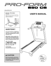 ProForm 580 Cs Treadmill English Manual