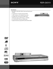 Sony RDR-GX315 Marketing Specifications