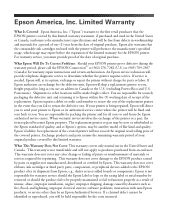Epson C11C498001 Warranty Statement