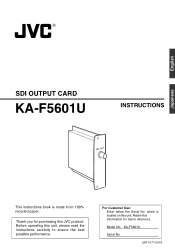 JVC KY-F560U KA-F5601U SDI Output Card for the KY-F560U 3-CCD Camera