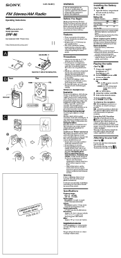 Sony SRF-86 Operating Instructions  (primary manual)