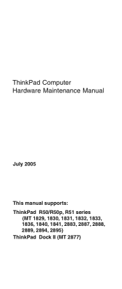 Lenovo ThinkPad R50p Hardware Maintenance Manual (HMM)