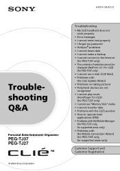 Sony PEG-TJ37 Troubleshooting Q&A