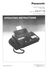 Panasonic KXF110 KXF110 User Guide