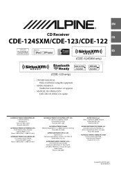 Alpine CDE-124SXM Owner's Manual (french)