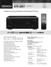 Denon AVR-2801 Literature/Product Sheet