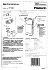 Panasonic RF521 RF521 User Guide
