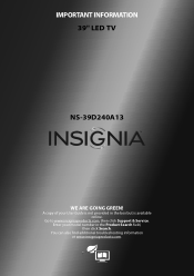 Insignia NS-39D240A13 Important Information (English)