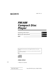 Sony CDX-C910 Operating Instructions