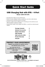 Tripp Lite U280-004 Quick Start Guide for U280-004-OTG USB Charging Hub with OTG - 4-Port  93331D (Multi-Language)