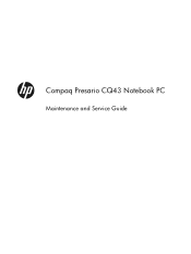 HP Presario CQ43-400 Compaq Presario CQ43 Notebook PC Maintenance and Service Guide