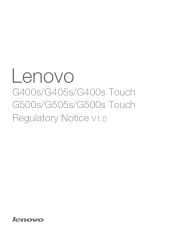 Lenovo G400s Touch Laptop Lenovo Regulatory Notice - Notebooks