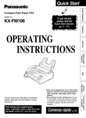 Panasonic KX-FM106 KX-FM106 Owner's Manual (English)