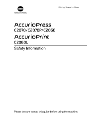 Konica Minolta AccurioPress C2060 AccurioPress C2070/C2070P/C2060/Print C2060L Safety Information Guide