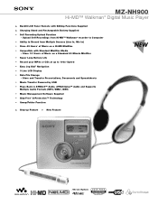 Sony MZ-NH900 Marketing Specifications