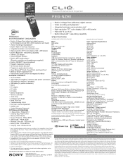 Sony PEG-NZ90 Marketing Specifications