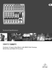 Behringer 1202FX Specification Sheet