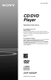 Sony DVP-NS50P/B Operating Instructions